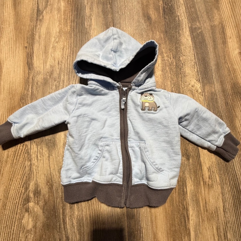 Carters Hoodie Light Blue Cotton Bulldog Kidcore Y2K